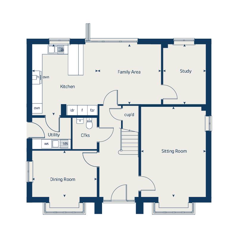 Ground floor floorplan of The Lime at Woodlands